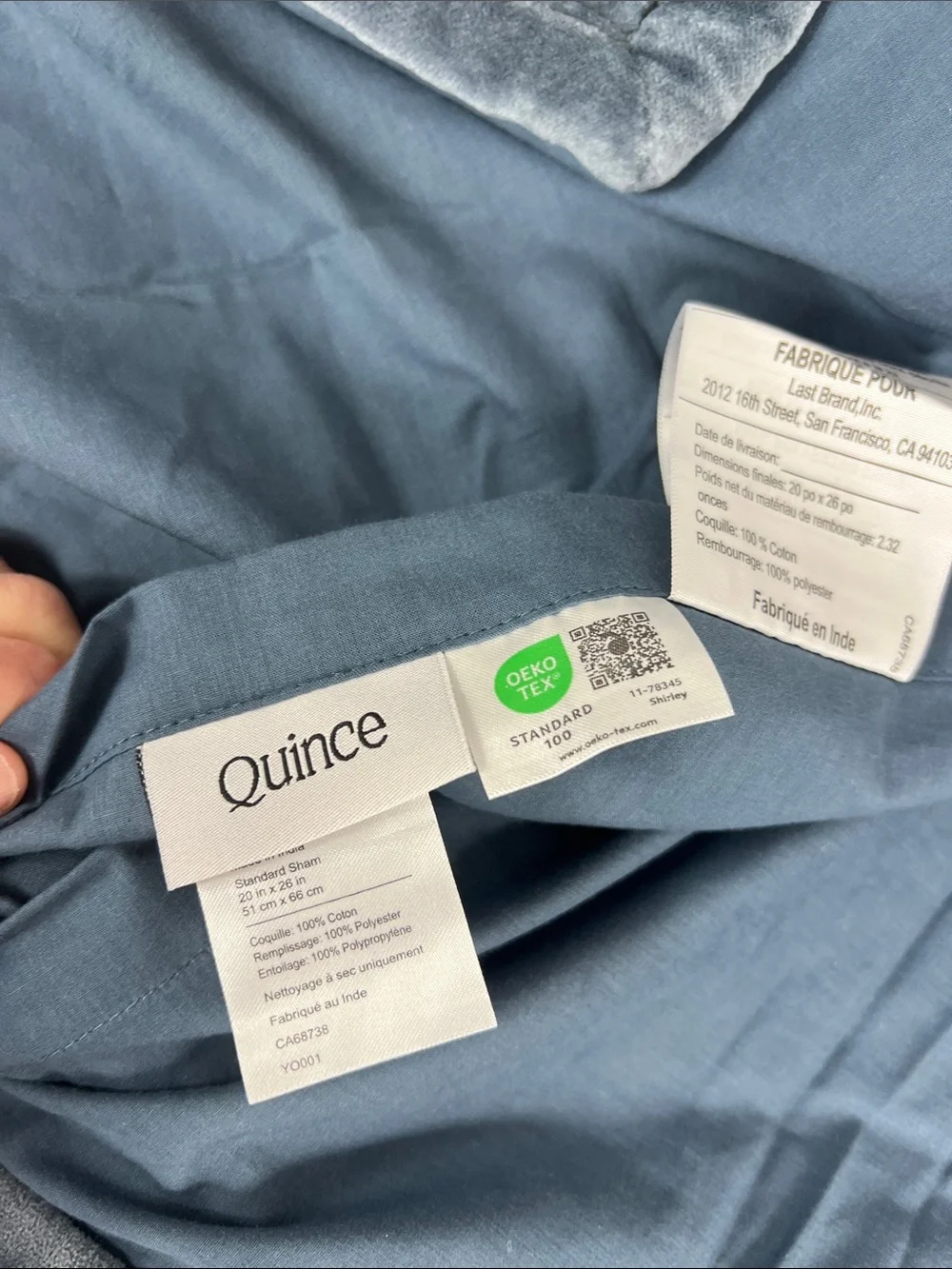 Quince Standard Shams Velvet Channel Glacier Like New